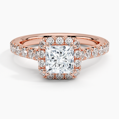1,75 Karat Prenses Halo Tasarım Tektaş Laboratuvar Pırlanta Yüzük 18K - Aurora - Bold Diamonds