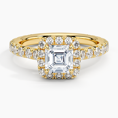 1.80 Karat  Asscher Halo Tasarım Tektaş Laboratuvar Pırlanta Yüzük 18k  -Ornara - Bold Diamonds