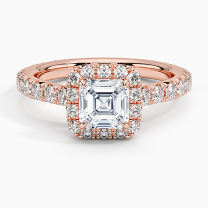 1.80 Karat  Asscher Halo Tasarım Tektaş Laboratuvar Pırlanta Yüzük 18k  -Ornara - Bold Diamonds