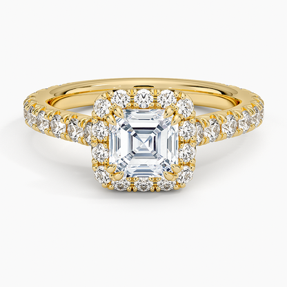 1,80 Karat Asscher Halo Tasarım Tektaş Laboratuvar Pırlanta Yüzük 18K - Stellara - Bold Diamonds