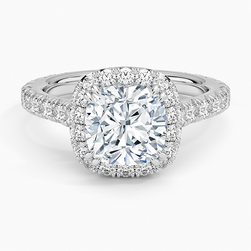 1,80 Karat Cushion Halo Tasarım Tektaş Laboratuvar Pırlanta Yüzük 18K - Stellara - Bold Diamonds