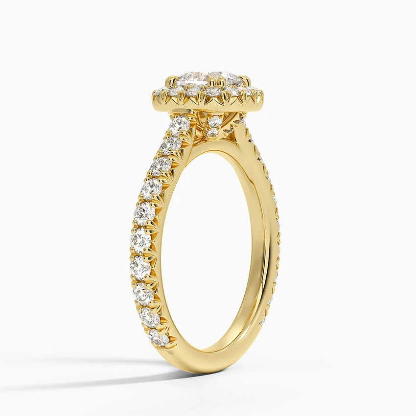 1,80 Karat Cushion Halo Tasarım Tektaş Laboratuvar Pırlanta Yüzük 18K - Stellara - Bold Diamonds