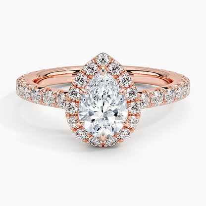 1.80 Karat  Damla Halo Tasarım Tektaş Laboratuvar Pırlanta Yüzük  18k -Ornara - Bold Diamonds