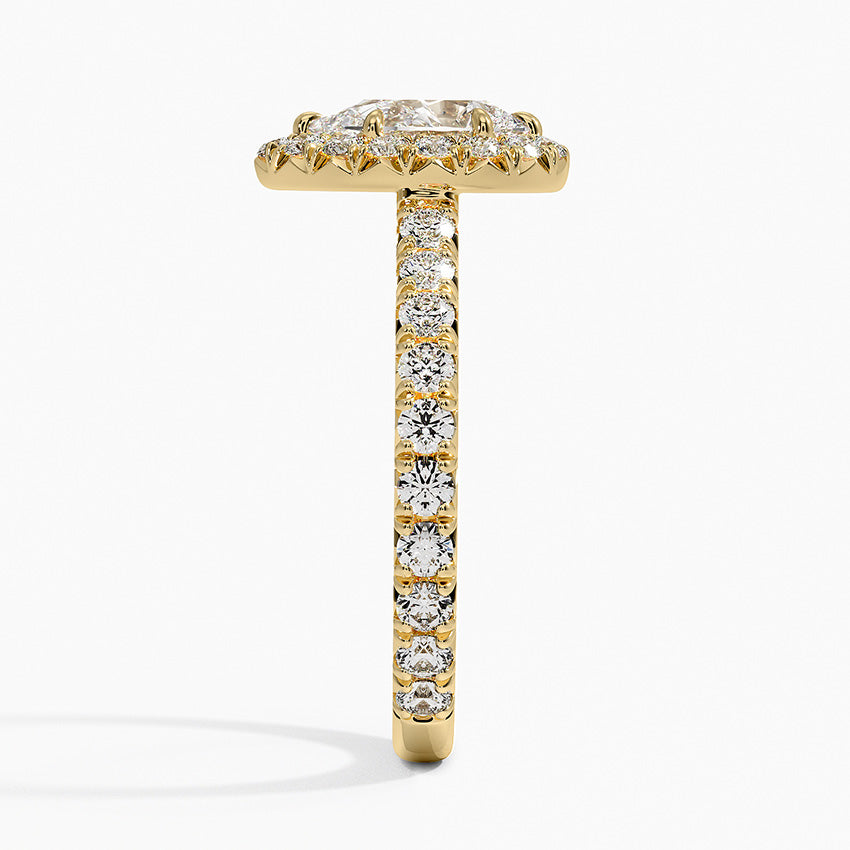 1.80 Karat  Damla Halo Tasarım Tektaş Laboratuvar Pırlanta Yüzük  18k -Ornara - Bold Diamonds