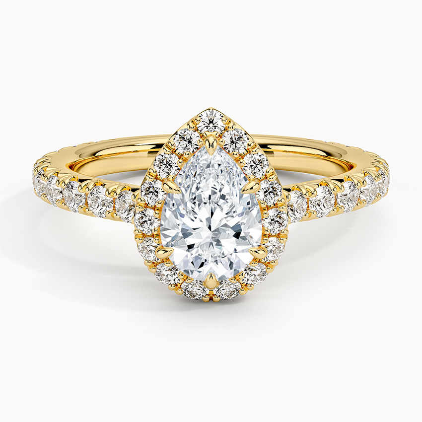 1.80 Karat  Damla Halo Tasarım Tektaş Laboratuvar Pırlanta Yüzük  18k -Ornara - Bold Diamonds