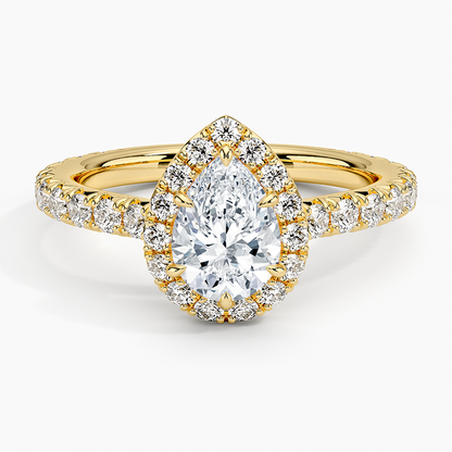 1.80 Karat  Damla Halo Tasarım Tektaş Laboratuvar Pırlanta Yüzük  18k -Ornara - Bold Diamonds