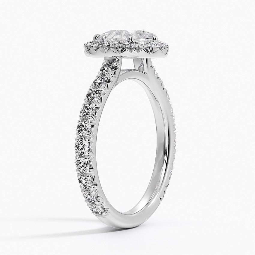 1.80 Karat  Damla Halo Tasarım Tektaş Laboratuvar Pırlanta Yüzük  18k -Ornara - Bold Diamonds
