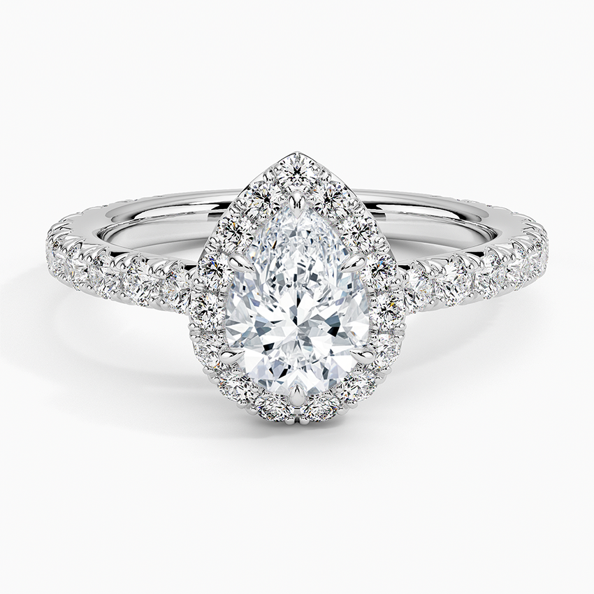 1.80 Karat  Damla Halo Tasarım Tektaş Laboratuvar Pırlanta Yüzük  18k -Ornara - Bold Diamonds