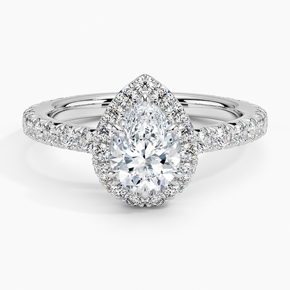 1.80 Karat  Damla Halo Tasarım Tektaş Laboratuvar Pırlanta Yüzük  18k -Ornara - Bold Diamonds