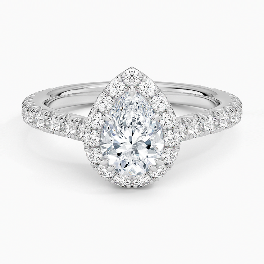 1,80 Karat Damla Halo Tasarım Tektaş Laboratuvar Pırlanta Yüzük 18K - Stellara - Bold Diamonds