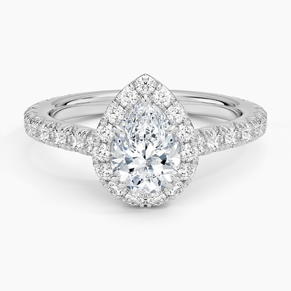 1,80 Karat Damla Halo Tasarım Tektaş Laboratuvar Pırlanta Yüzük 18K - Stellara - Bold Diamonds
