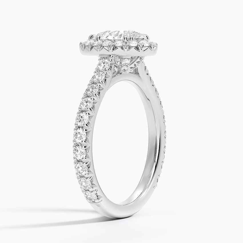 1,80 Karat Damla Halo Tasarım Tektaş Laboratuvar Pırlanta Yüzük 18K - Stellara - Bold Diamonds