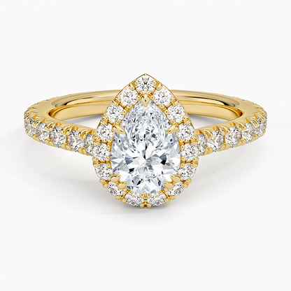 1,80 Karat Damla Halo Tasarım Tektaş Laboratuvar Pırlanta Yüzük 18K - Stellara - Bold Diamonds