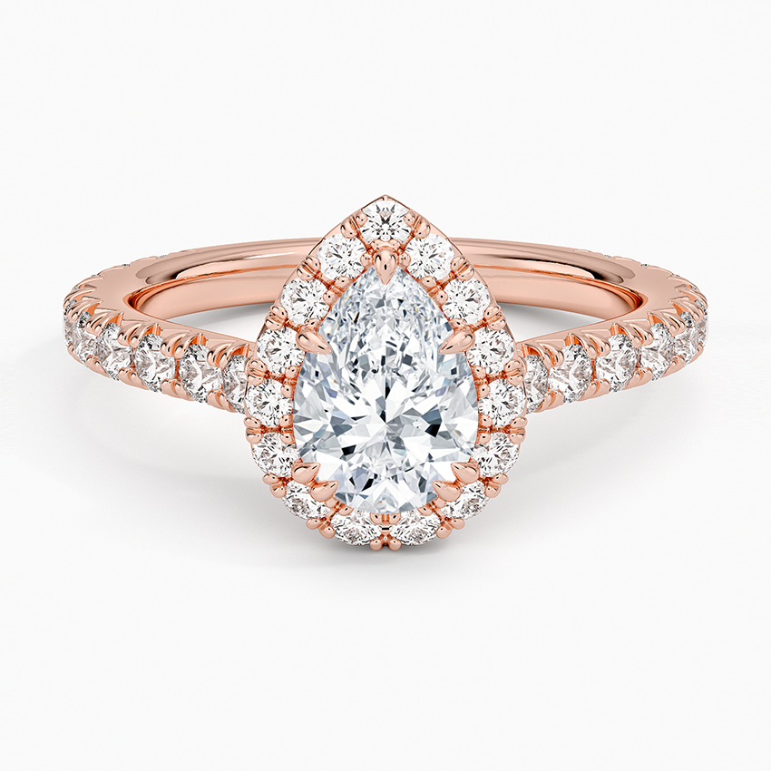 1,80 Karat Damla Halo Tasarım Tektaş Laboratuvar Pırlanta Yüzük 18K - Stellara - Bold Diamonds