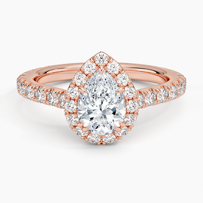 1,80 Karat Damla Halo Tasarım Tektaş Laboratuvar Pırlanta Yüzük 18K - Stellara - Bold Diamonds