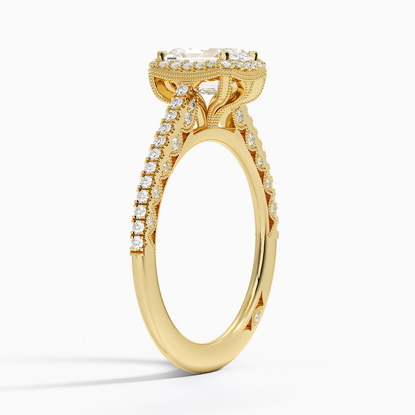1.80 Karat Emerald Halo Tasarım Tektaş Laboratuvar Pırlanta Yüzük 18K  -Lumora - Bold Diamonds