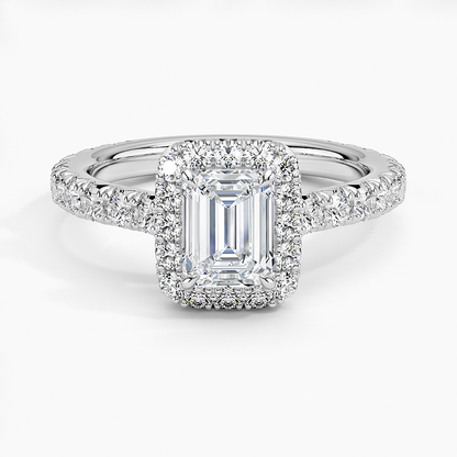 1.80 Karat  Emerald Halo Tasarım Tektaş Laboratuvar Pırlanta Yüzük 18k  -Ornara - Bold Diamonds