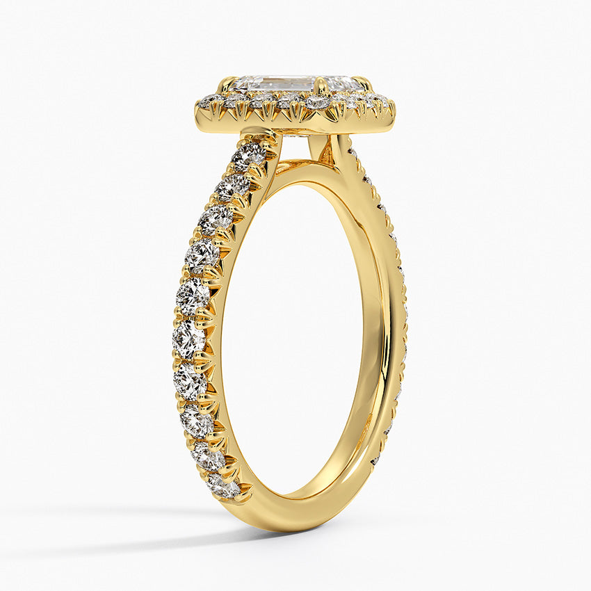 1.80 Karat  Emerald Halo Tasarım Tektaş Laboratuvar Pırlanta Yüzük 18k  -Ornara - Bold Diamonds