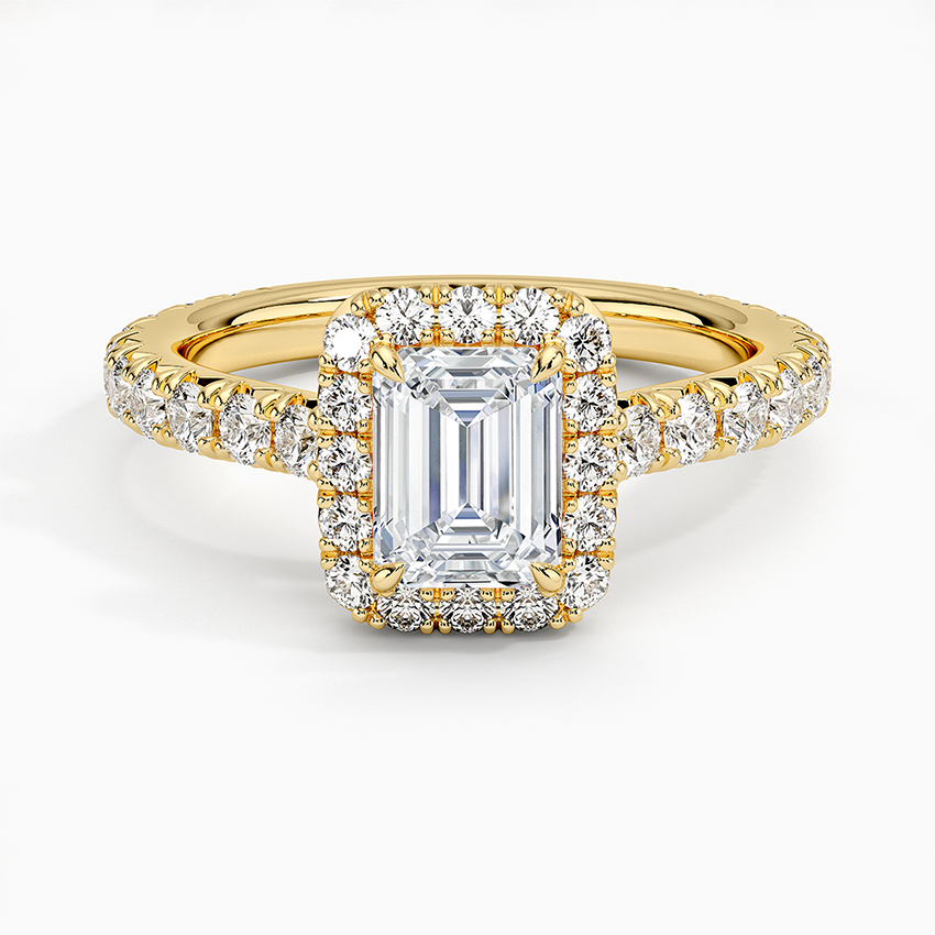 1.80 Karat  Emerald Halo Tasarım Tektaş Laboratuvar Pırlanta Yüzük 18k  -Ornara - Bold Diamonds