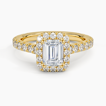 1,80 Karat Emerald Halo Tasarım Tektaş Laboratuvar Pırlanta Yüzük 18K - Stellara - Bold Diamonds