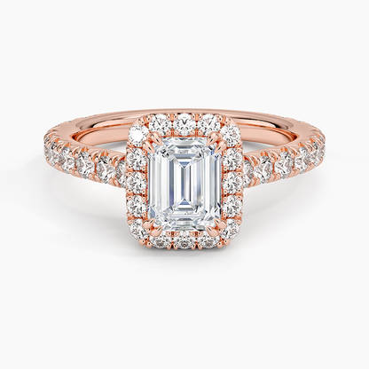 1,80 Karat Emerald Halo Tasarım Tektaş Laboratuvar Pırlanta Yüzük 18K - Stellara - Bold Diamonds