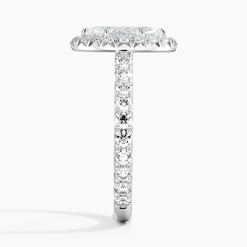 1.80 Karat  Marquise Halo Tasarım Tektaş Laboratuvar Pırlanta Yüzük 18k  -Ornara - Bold Diamonds