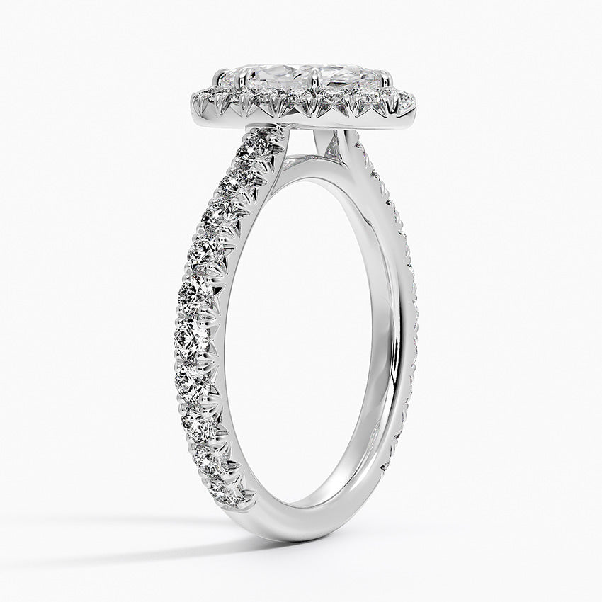 1.80 Karat  Marquise Halo Tasarım Tektaş Laboratuvar Pırlanta Yüzük 18k  -Ornara - Bold Diamonds