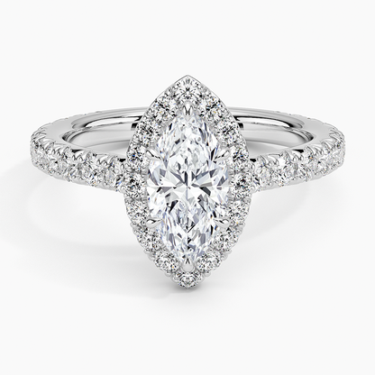 1.80 Karat  Marquise Halo Tasarım Tektaş Laboratuvar Pırlanta Yüzük 18k  -Ornara - Bold Diamonds