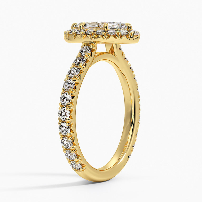 1.80 Karat  Marquise Halo Tasarım Tektaş Laboratuvar Pırlanta Yüzük 18k  -Ornara - Bold Diamonds