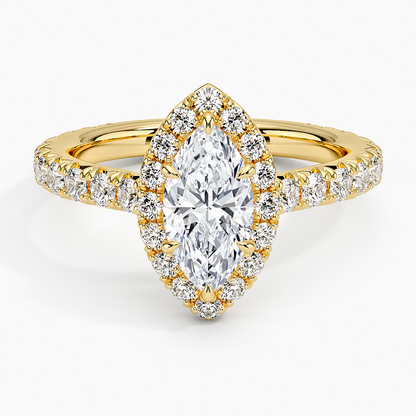 1.80 Karat  Marquise Halo Tasarım Tektaş Laboratuvar Pırlanta Yüzük 18k  -Ornara - Bold Diamonds