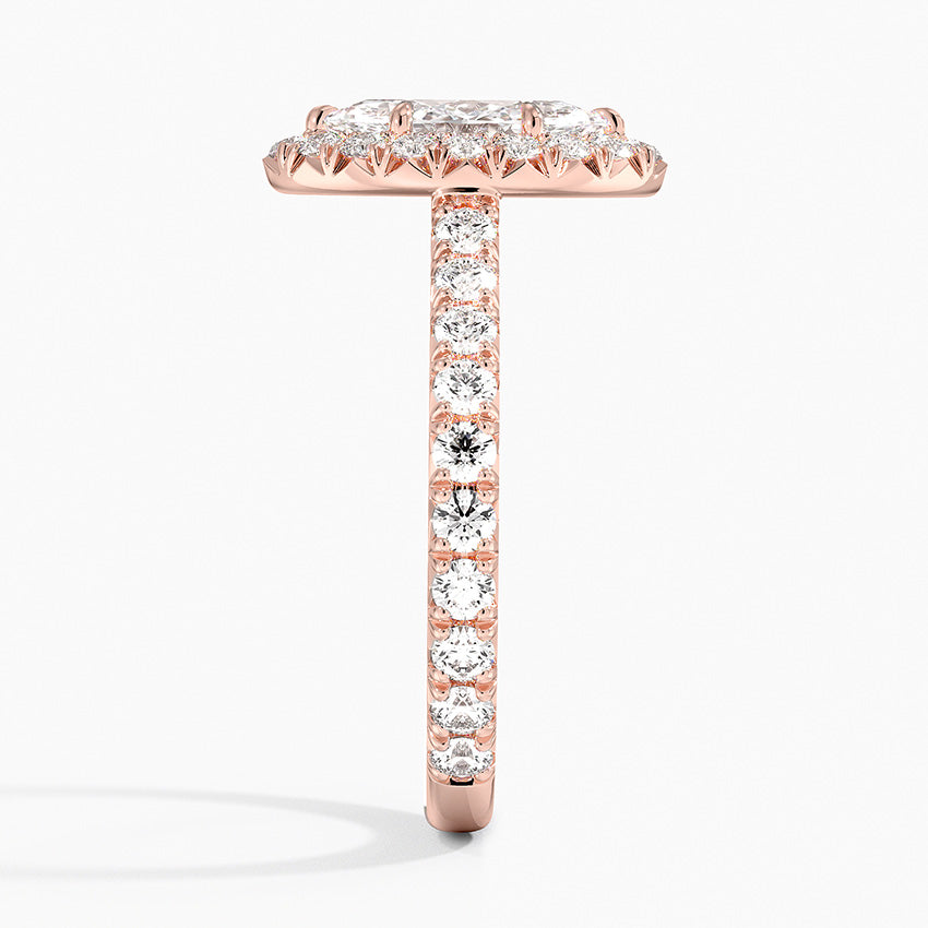 1.80 Karat  Marquise Halo Tasarım Tektaş Laboratuvar Pırlanta Yüzük 18k  -Ornara - Bold Diamonds