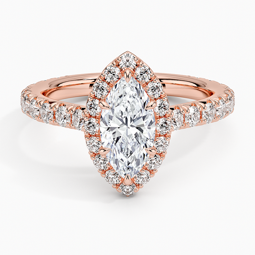 1.80 Karat  Marquise Halo Tasarım Tektaş Laboratuvar Pırlanta Yüzük 18k  -Ornara - Bold Diamonds
