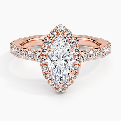1.80 Karat  Marquise Halo Tasarım Tektaş Laboratuvar Pırlanta Yüzük 18k  -Ornara - Bold Diamonds