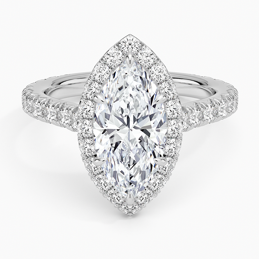 1,80 Karat Marquise Halo Tasarım Tektaş Laboratuvar Pırlanta Yüzük 18K - Stellara - Bold Diamonds