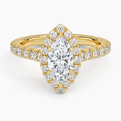 1,80 Karat Marquise Halo Tasarım Tektaş Laboratuvar Pırlanta Yüzük 18K - Stellara - Bold Diamonds