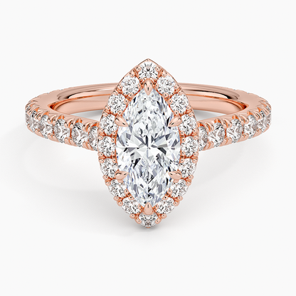 1,80 Karat Marquise Halo Tasarım Tektaş Laboratuvar Pırlanta Yüzük 18K - Stellara - Bold Diamonds