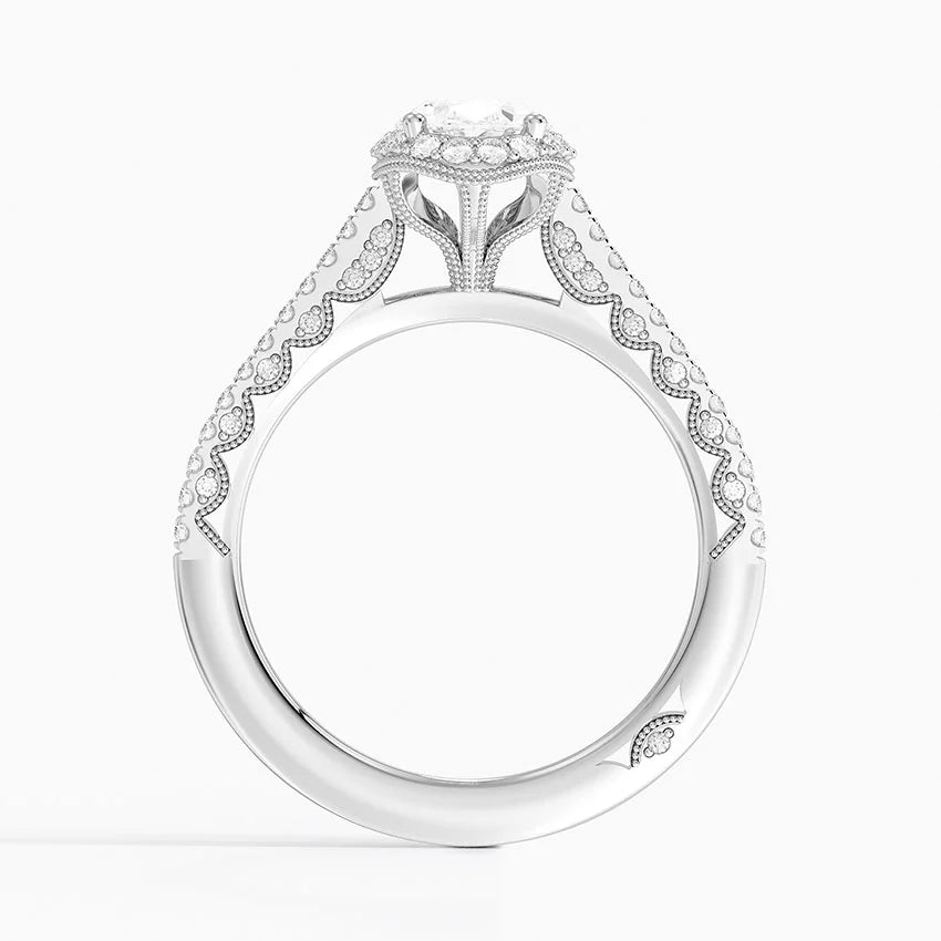 1.80 Karat Oval Halo Tasarım Tektaş Laboratuvar Pırlanta Yüzük  18K -Lumora - Bold Diamonds