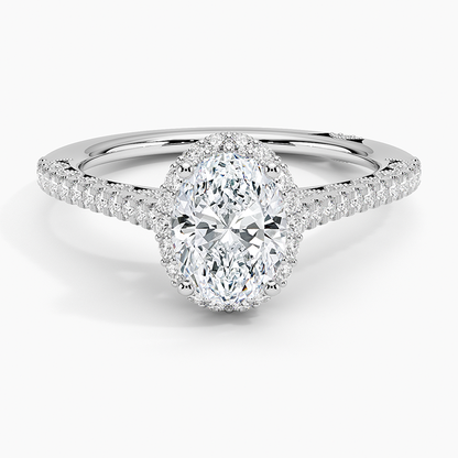 1.80 Karat Oval Halo Tasarım Tektaş Laboratuvar Pırlanta Yüzük  18K -Lumora - Bold Diamonds