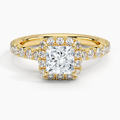 1.80 Karat  Prenses Halo Tasarım Tektaş Laboratuvar Pırlanta Yüzük  18k -Ornara - Bold Diamonds
