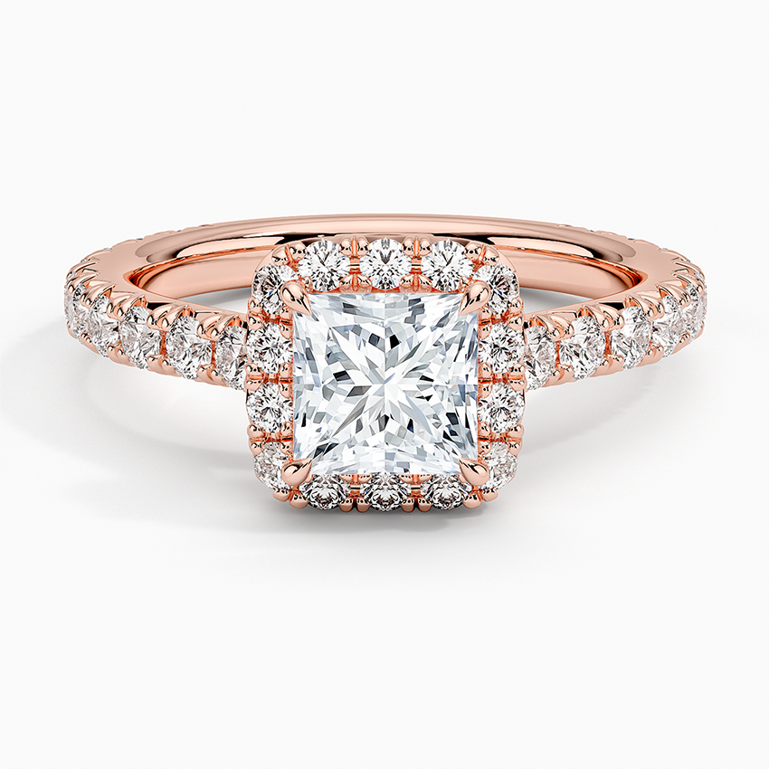 1.80 Karat  Prenses Halo Tasarım Tektaş Laboratuvar Pırlanta Yüzük  18k -Ornara - Bold Diamonds
