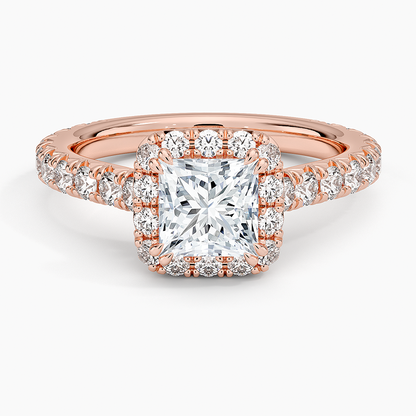 1,80 Karat Prenses Halo Tasarım Tektaş Laboratuvar Pırlanta Yüzük 18K - Stellara - Bold Diamonds