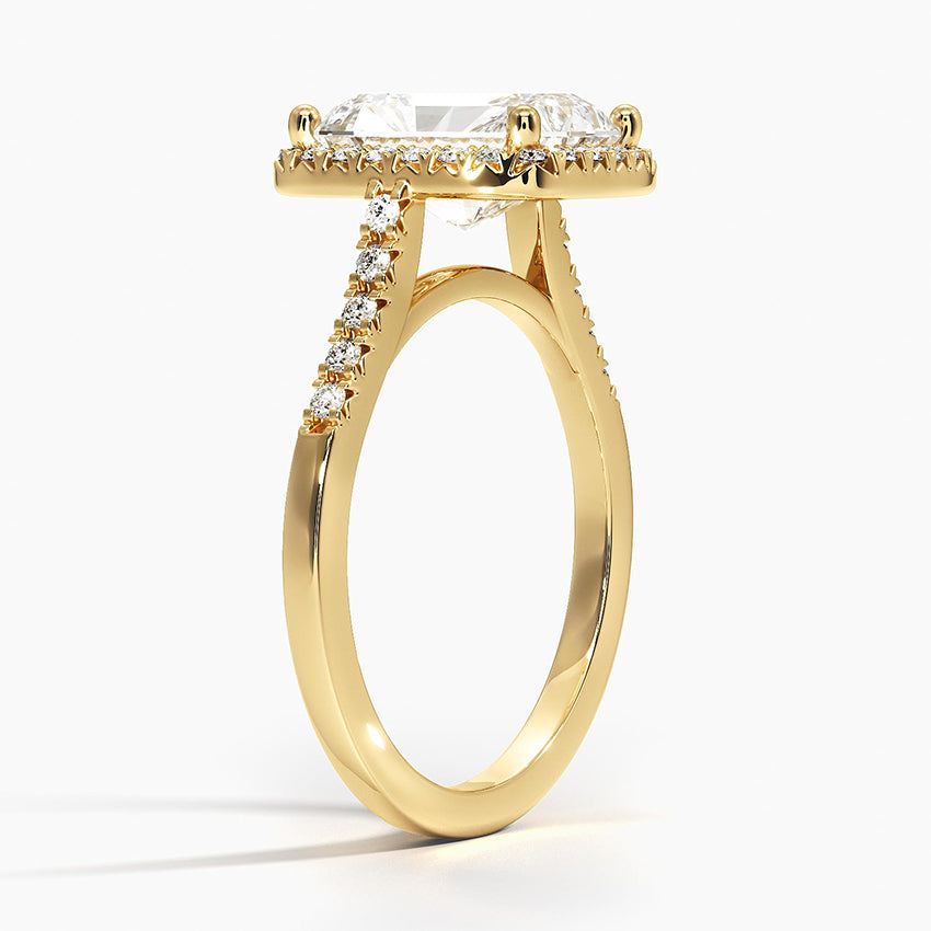 2.00 Karat Radiant Halo Tasarım Tektaş Laboratuvar Pırlanta Yüzük 18K  - Lunara - Bold Diamonds