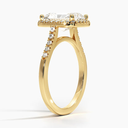 2.00 Karat Radiant Halo Tasarım Tektaş Laboratuvar Pırlanta Yüzük 18K  - Lunara - Bold Diamonds