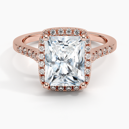 2.00 Karat Radiant Halo Tasarım Tektaş Laboratuvar Pırlanta Yüzük 18K  - Lunara - Bold Diamonds