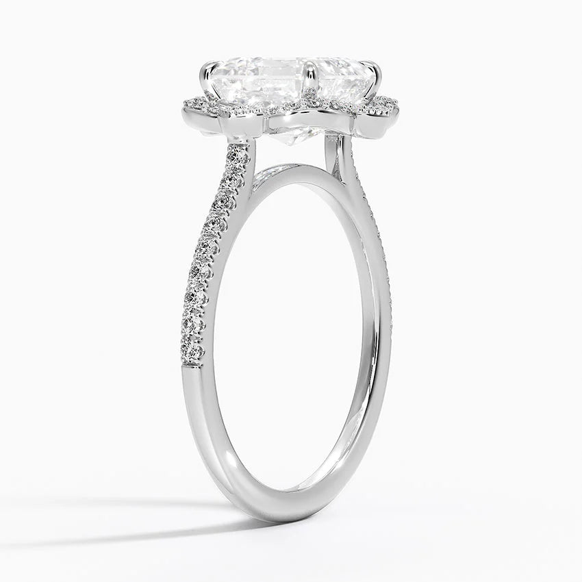 2,20 Karat Asscher Halo Tasarım Tektaş Laboratuvar Pırlanta Yüzük 18K -Coronna - Bold Diamonds