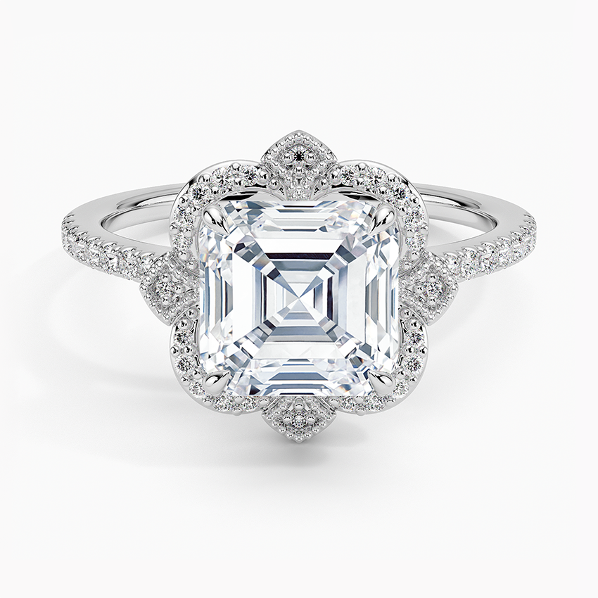 2,20 Karat Asscher Halo Tasarım Tektaş Laboratuvar Pırlanta Yüzük 18K -Coronna - Bold Diamonds