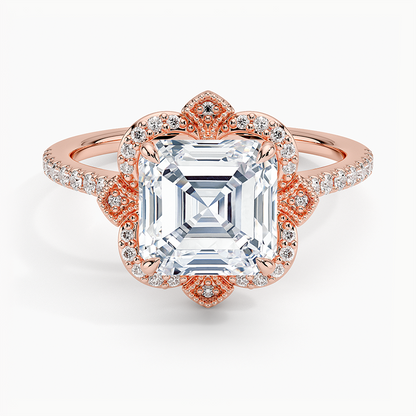 2,20 Karat Asscher Halo Tasarım Tektaş Laboratuvar Pırlanta Yüzük 18K -Coronna - Bold Diamonds