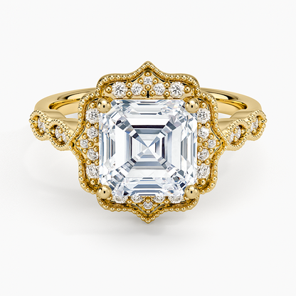 2,20 Karat Asscher Halo Tasarım Tektaş Laboratuvar Pırlanta Yüzük 18K - Radiara - Bold Diamonds