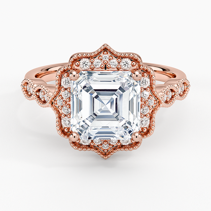 2,20 Karat Asscher Halo Tasarım Tektaş Laboratuvar Pırlanta Yüzük 18K - Radiara - Bold Diamonds