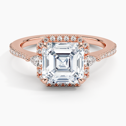 2.20 Karat Asscher Halo Tasarım Tektaş Laboratuvar Pırlanta Yüzük  18K -Vittora - Bold Diamonds